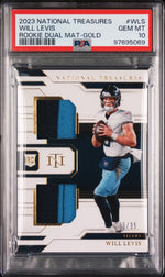 2023 Panini National Treasures Rookie Dual Patch Will Levis /35 Gold PSA 10 PC