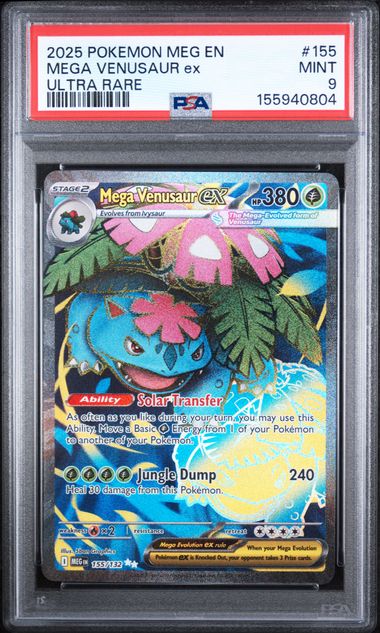 2025 POKEMON MEG EN-MEGA EVOLUTION #155 MEGA VENUSAUR ex ULTRA RARE PSA 9