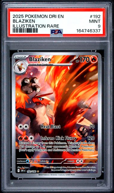 2025 POKEMON DRI EN-DESTINED RIVALS #192 BLAZIKEN ILLUSTRATION RARE PSA 9