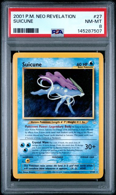 2001 POKEMON NEO REVELATION #27 SUICUNE PSA 8