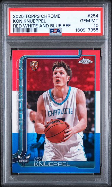 2025 TOPPS CHROME #254 KON KNUEPPEL RED WHITE AND BLUE REF PSA 10
