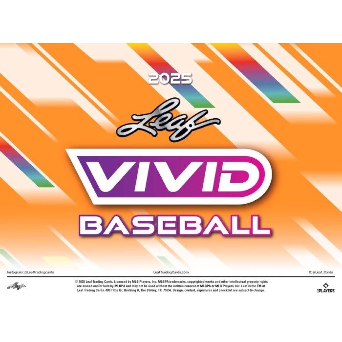 2025 Leaf Vivid Baseball Hobby Box (Presell)