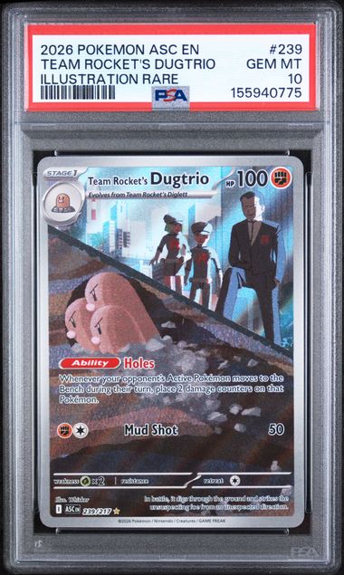 2026 POKEMON ASC EN-ASCENDED HEROES #239 TEAM ROCKET'S DUGTRIO ILLUSTRATION RARE PSA 10