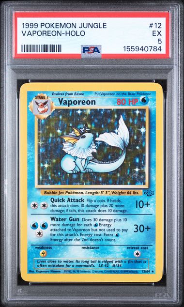 1999 POKEMON JUNGLE #12 VAPOREON-HOLO PSA 5