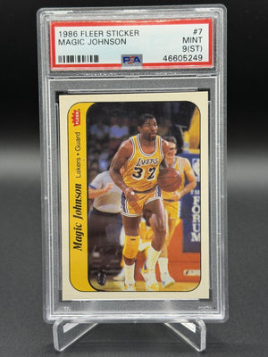 1986-87 Fleer #7 Magic Johnson Sticker PSA 9 (ST)