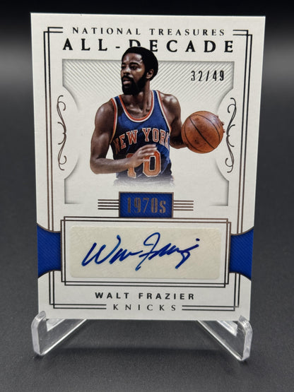 2017-18 Panini National Treasures #ADS-WFZ Walt Frazier All-Decade Auto #/49
