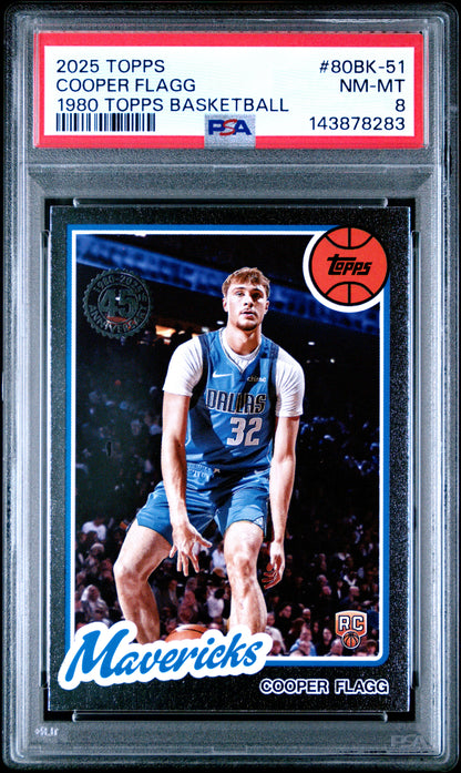 2025-26 Topps #80BK-51 Cooper Flagg 1980-81 Topps Basketball PSA 8