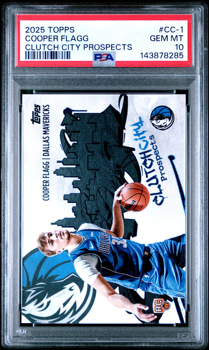 2025-26 Topps #CC-1 Cooper Flagg Rookie RC Clutch City Prospects PSA 10