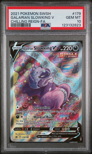 2021 Pokemon SWSH Chilling Reign #179 Galarian Slowking V Full Art PSA 10