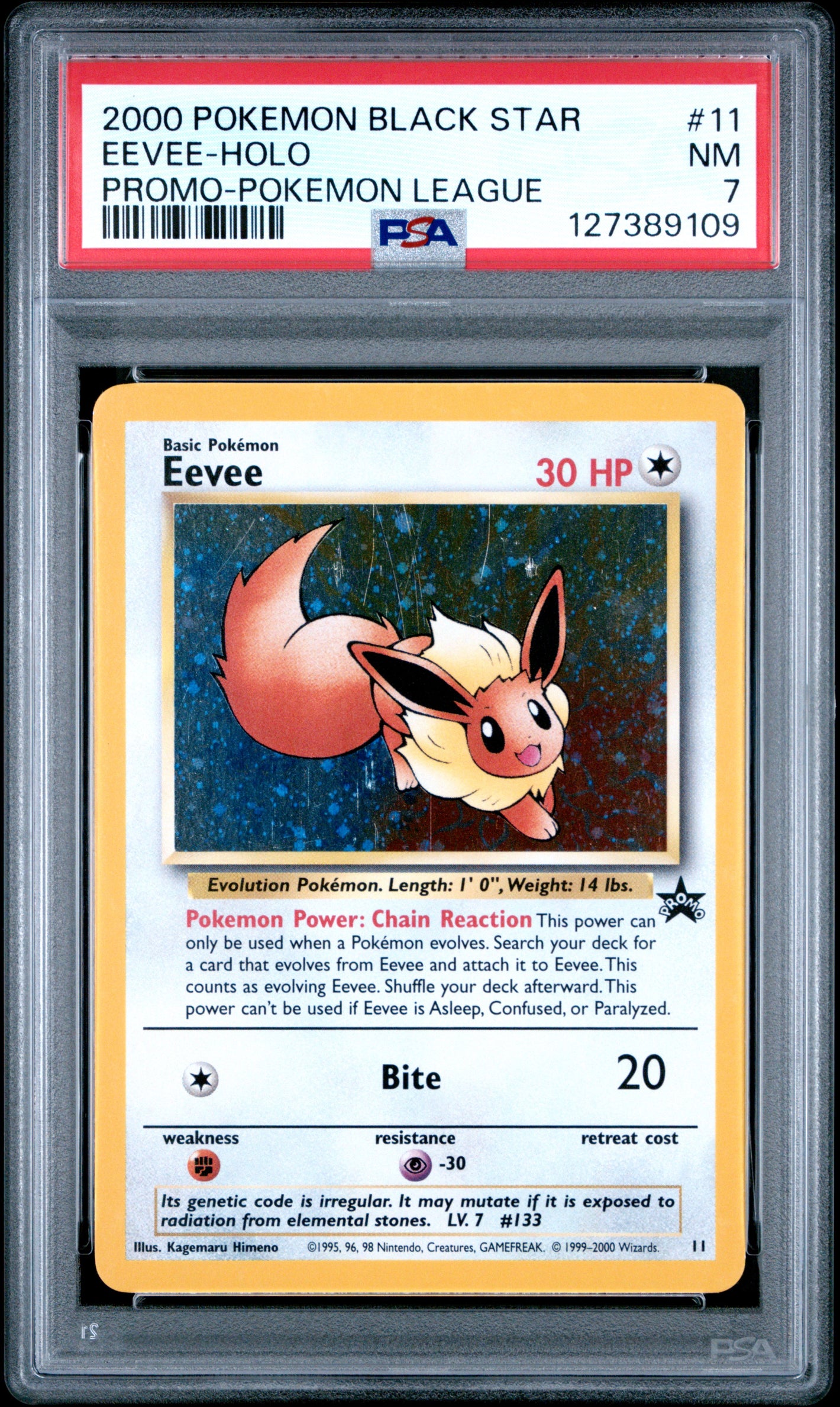 2000 Pokemon Promo Black Star #11 Eevee-Holo Promo-Pokemon League PSA 7