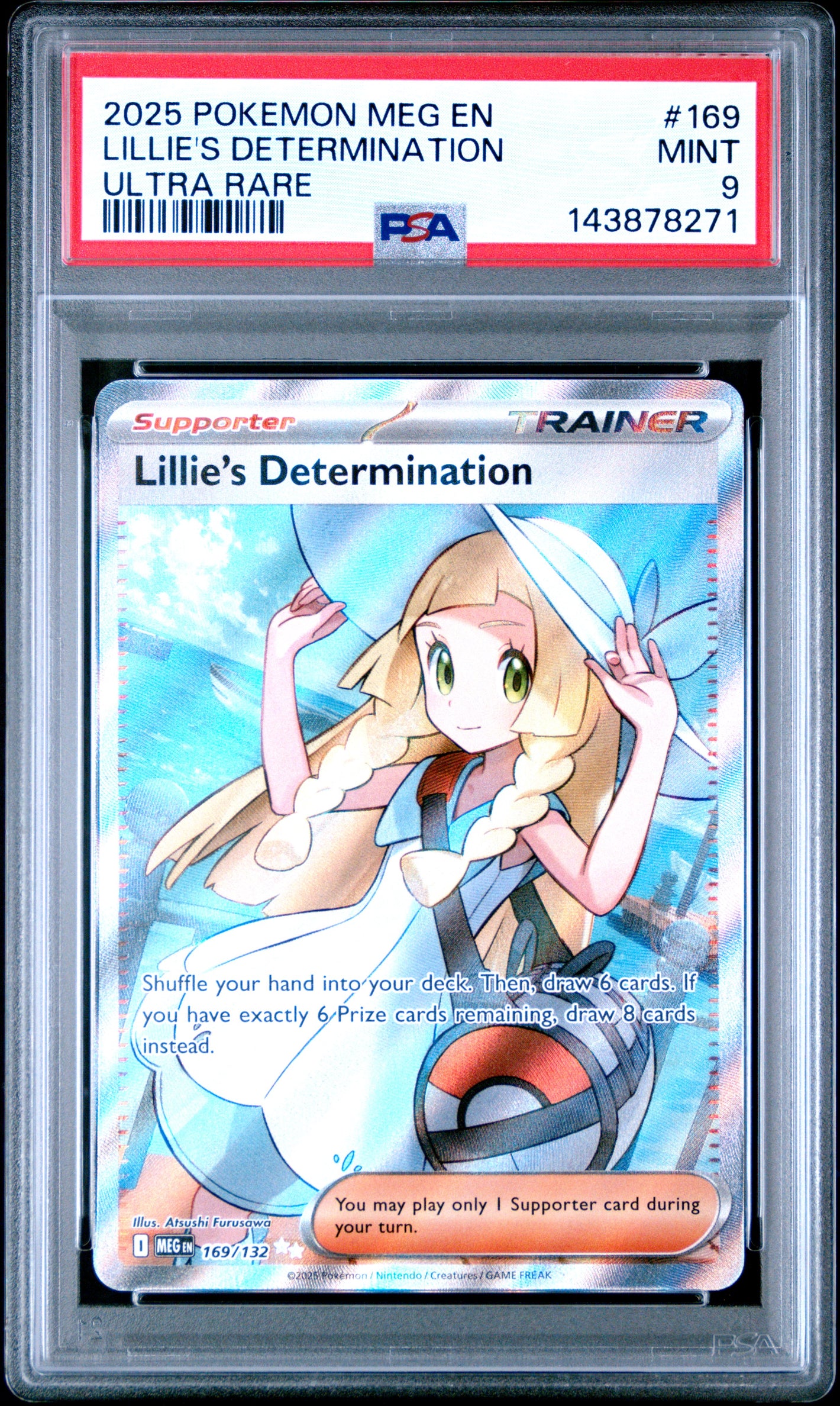 2025 Pokemon Meg En-Mega Evolution #169 Lillie'S Determination Ultra Rare PSA 9
