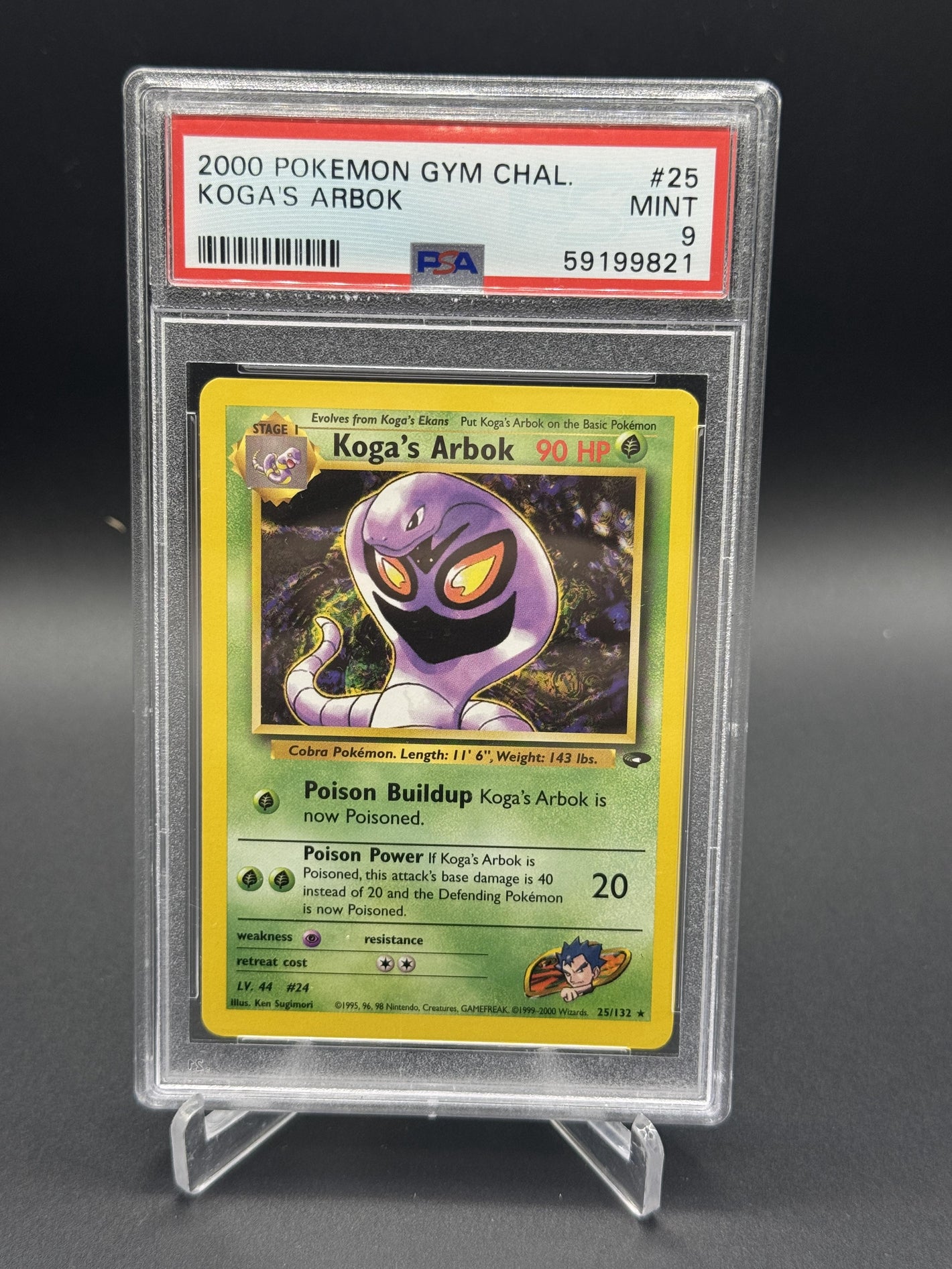 2000 Pokemon Gym Challenge #25 Koga'S Arbok PSA 9