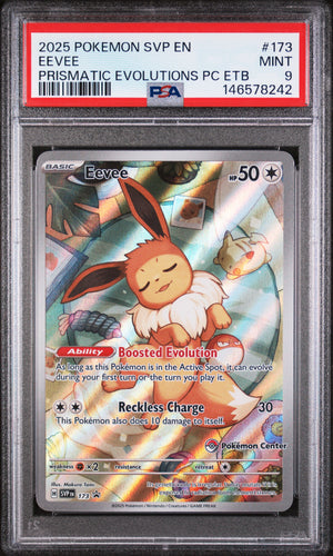2025 Pokemon Svp Black Star Promo #173 Eevee Prismatic Evolutions Center PSA 9