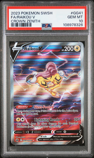 2023 Pokemon Sword And Shield Crown Zenith #GG41 Fa/Raikou V Crown Zenith PSA 10