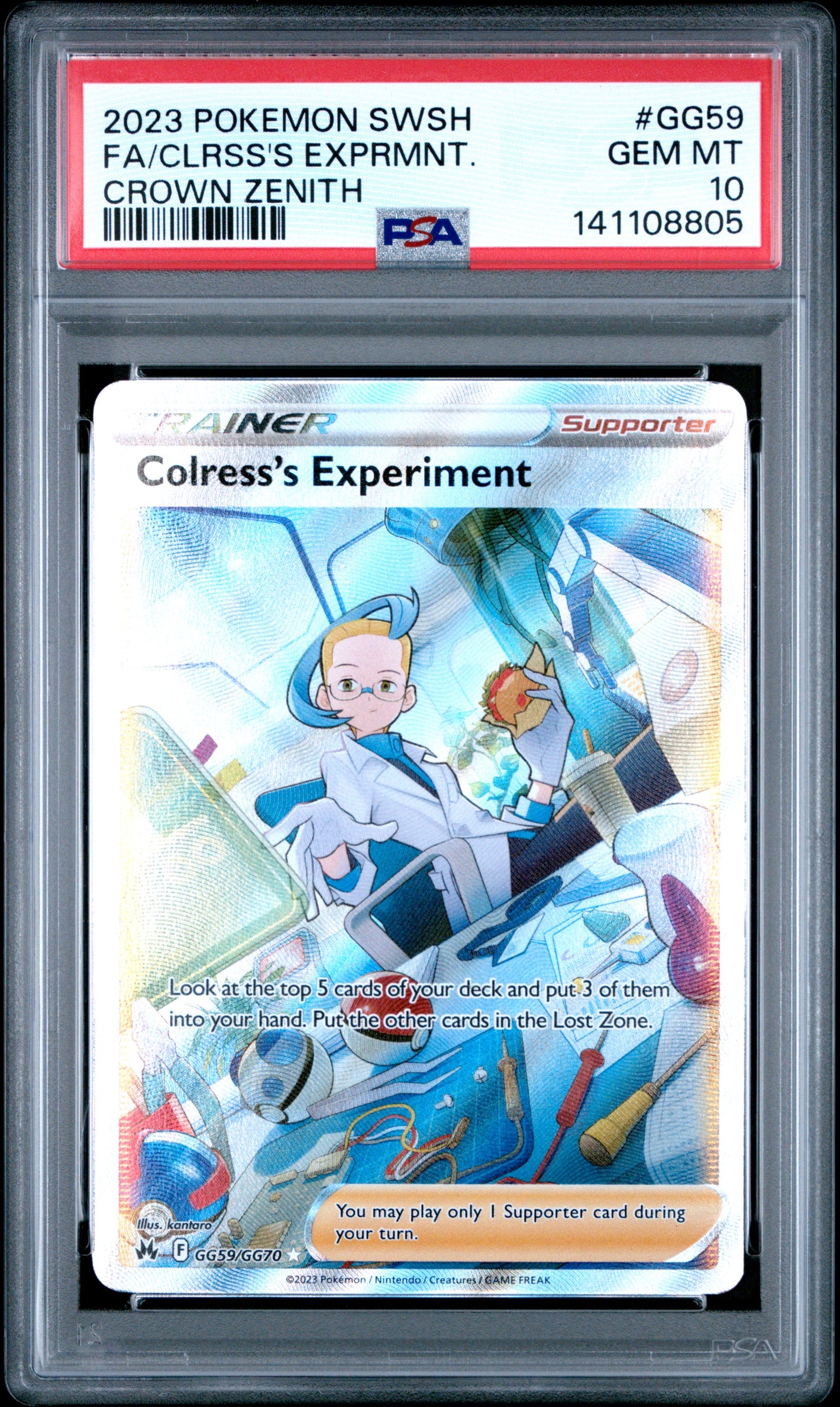 2023 Pokemon GG59 Colress's Experiment Crown Zenith: Galarian Gallery PSA 10