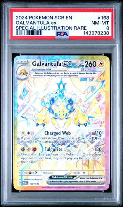 2024 Pokemon Stellar Crown #168 Galvantula ex Special Illustration Rare PSA 8