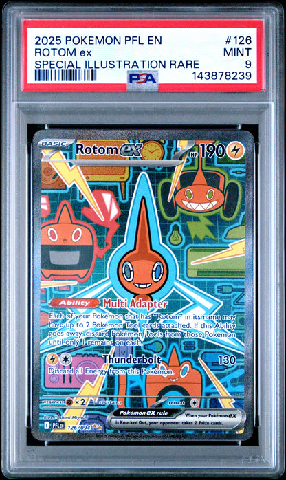 2025 Pokemon Phantasmal Flames #126 Rotom Ex Special Illustration Rare PSA 9
