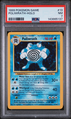 1999 Pokemon Game #13 Poliwrath Holo PSA 7