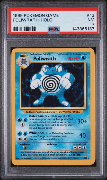 1999 Pokemon Game #13 Poliwrath Holo PSA 7