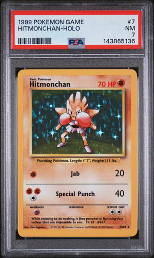 1999 Pokemon Game #7 Hitmonchan Holo PSA 7
