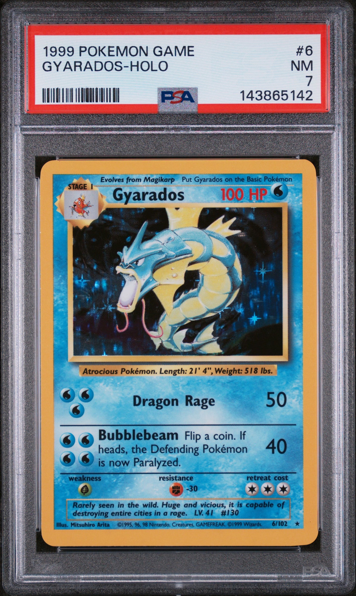 1999 Pokemon Game #6 Gyarados-Holo PSA 7