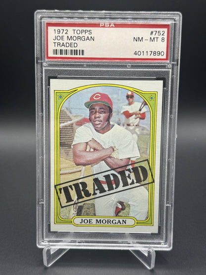 1972 Topps #752 Joe Morgan Traded PSA 8