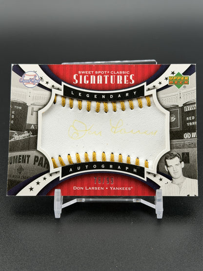 2007 Upper Deck Sweet Spot Classic Don Larsen Auto Gold Stitch Black Ink /99