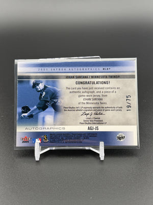 2005 SkyBox Autographics Johan Santana Auto Game Jersey Silver /75
