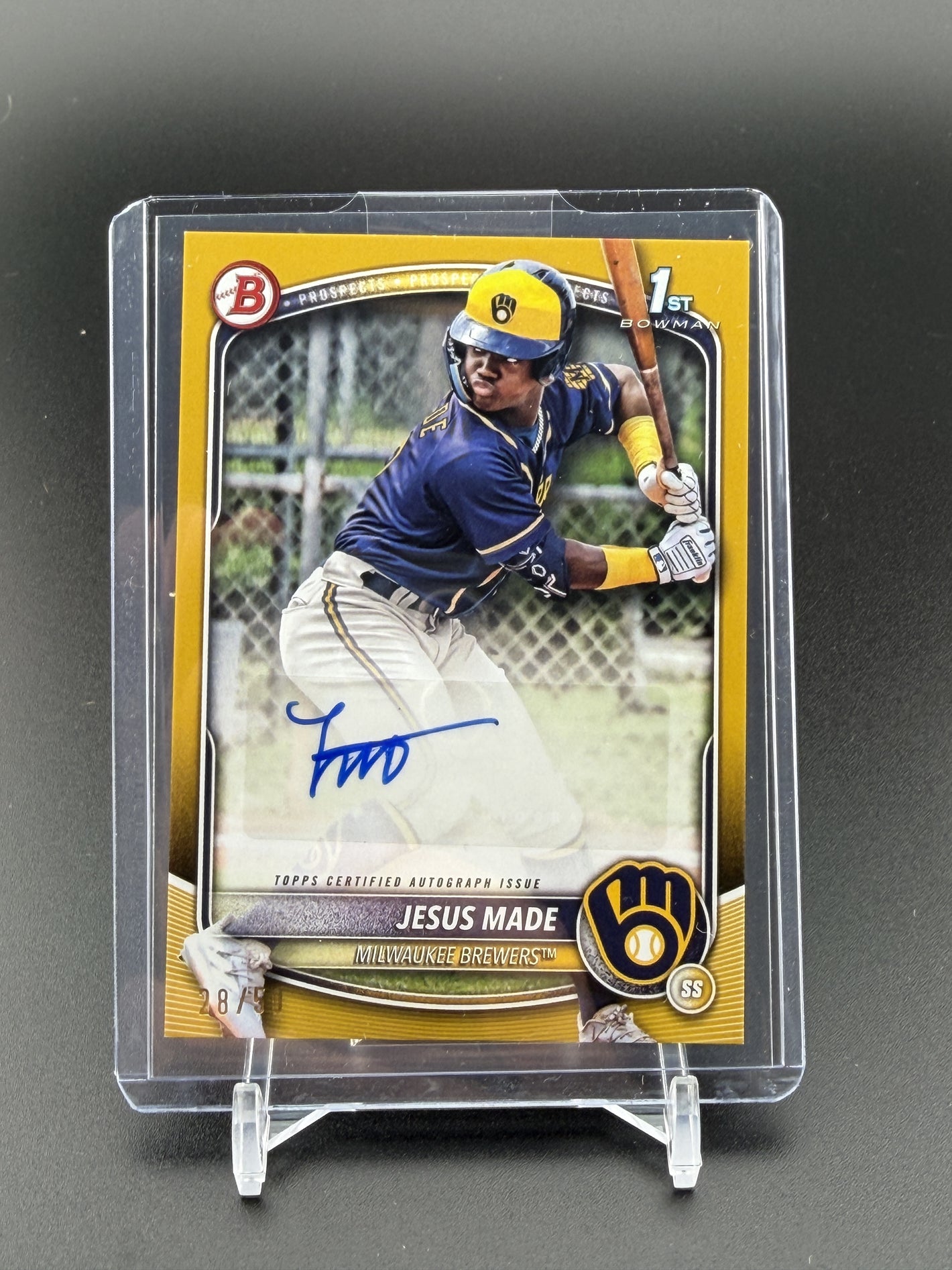 2025 Bowman #BPA-JM Jesus Made 1st Prospect Autographs Gold #/50