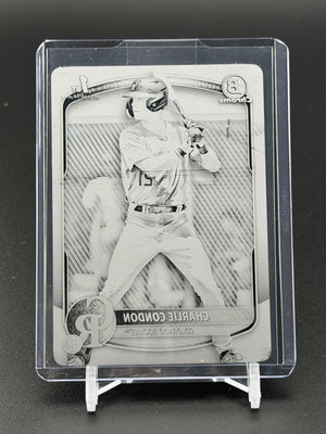 2025 Bowman #BCP-75 Charlie Condon Chrome Prospects Printing Plate Black #/1