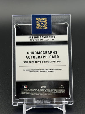 2025 Topps Chrome #CHR-JDO Jasson Dominguez Chromographs Black Refractors #/10