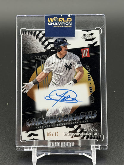 2025 Topps Chrome #CHR-JDO Jasson Dominguez Chromographs Black Refractors #/10
