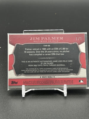 2009 Topps Triple Threads Jim Palmer Relic Auto White Whale Printing Plate 1/1