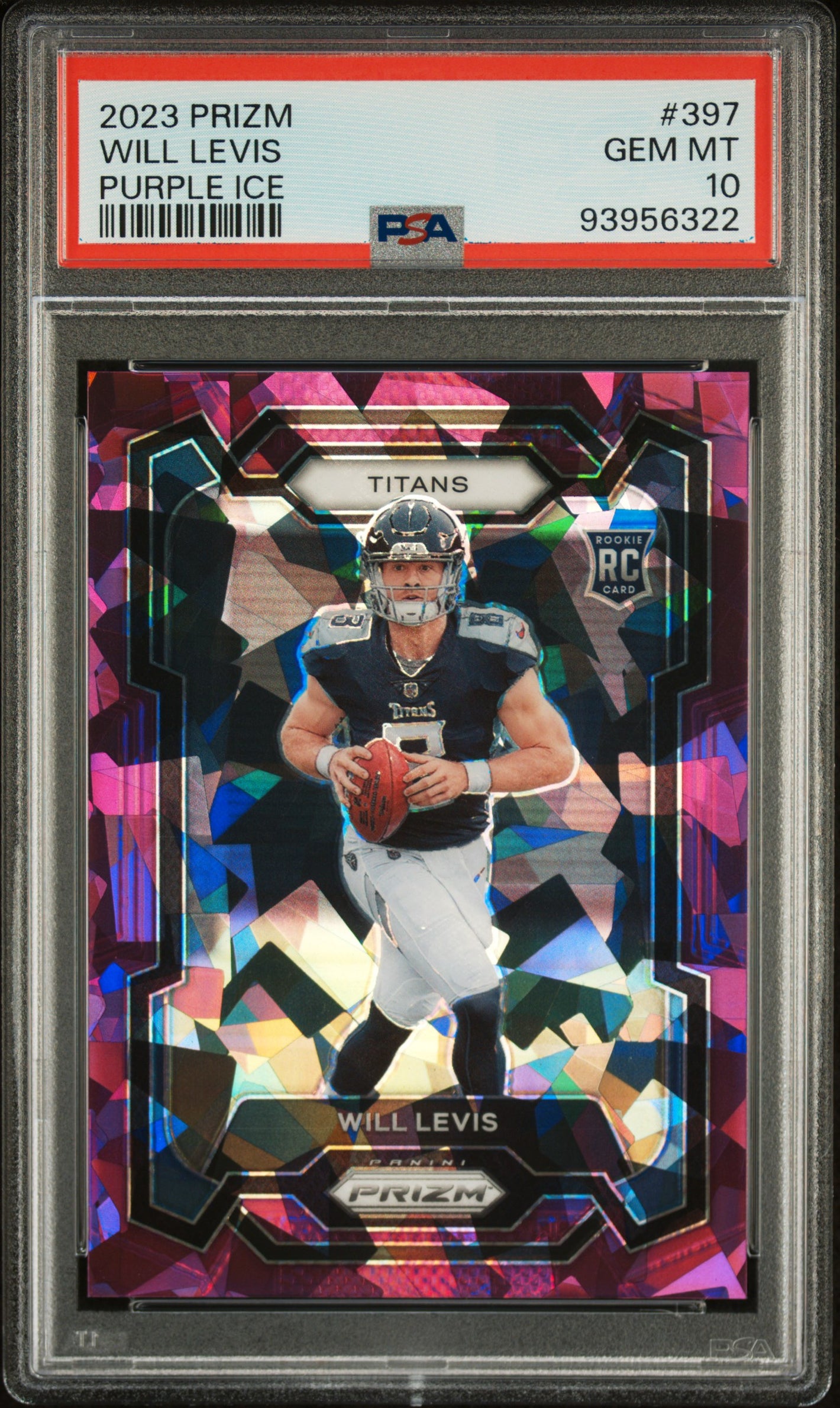 2023 Panini Prizm #397 Will Levis Rookie Purple Ice /225 PSA 10 PC