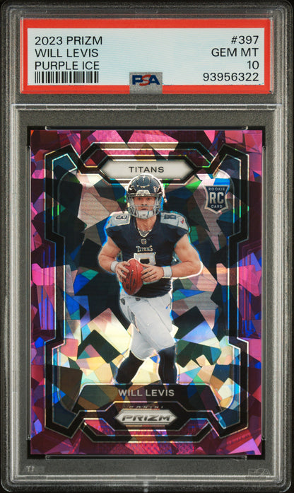 2023 Panini Prizm #397 Will Levis Rookie Purple Ice /225 PSA 10 PC