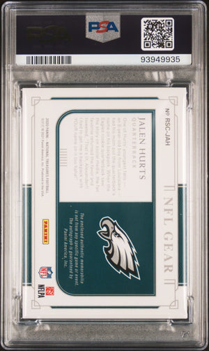 2020 National Treasures Jalen Hurts Rookie NFL Gear Auto Prime /25 PSA 9 PC