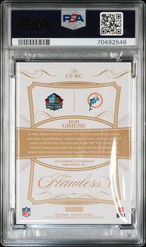 2020 Flawless #CP-BG Bob Griese 2019 Career Progressions Silver /10 PSA 9