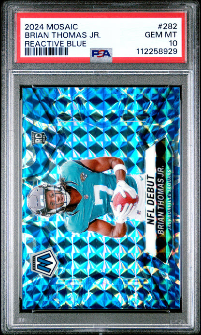 2024 Panini Mosaic #282 Brian Thomas Jr. Rookie Reactive Blue PSA 10