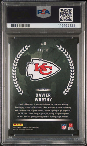 2024 Donruss Optic #8 Xavier Worthy Rookie Recruits Gold /10 PSA 9