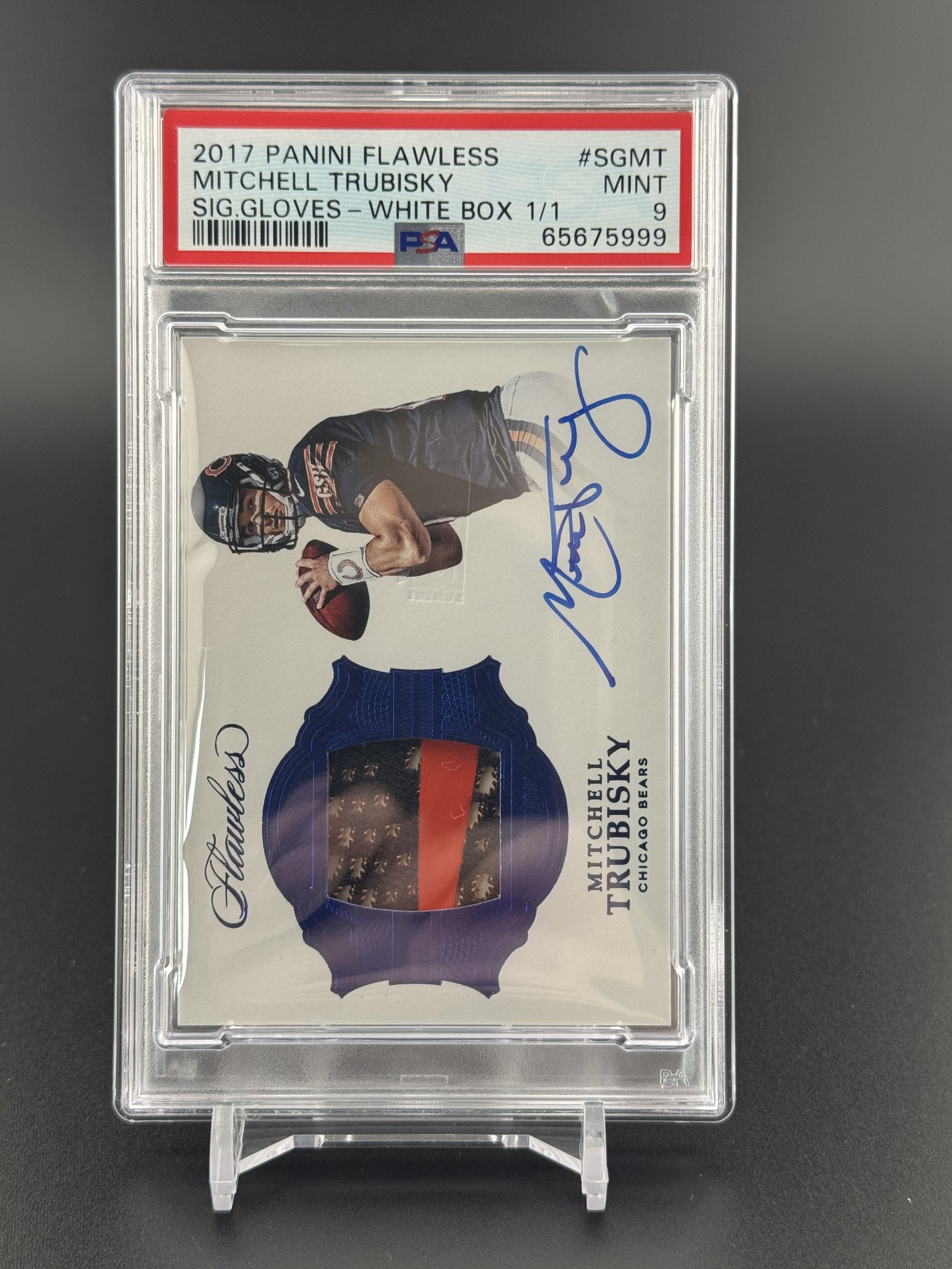 2017 Flawless Signature Gloves #SGMT Mitchell Trubisky White Box 1/1 PSA 9