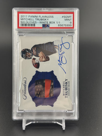 2017 Flawless Signature Gloves #SGMT Mitchell Trubisky White Box 1/1 PSA 9
