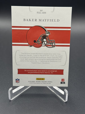 2018 National Treasures #RSC-BM Baker Mayfield Rookie NFL Gear Auto /99 PC