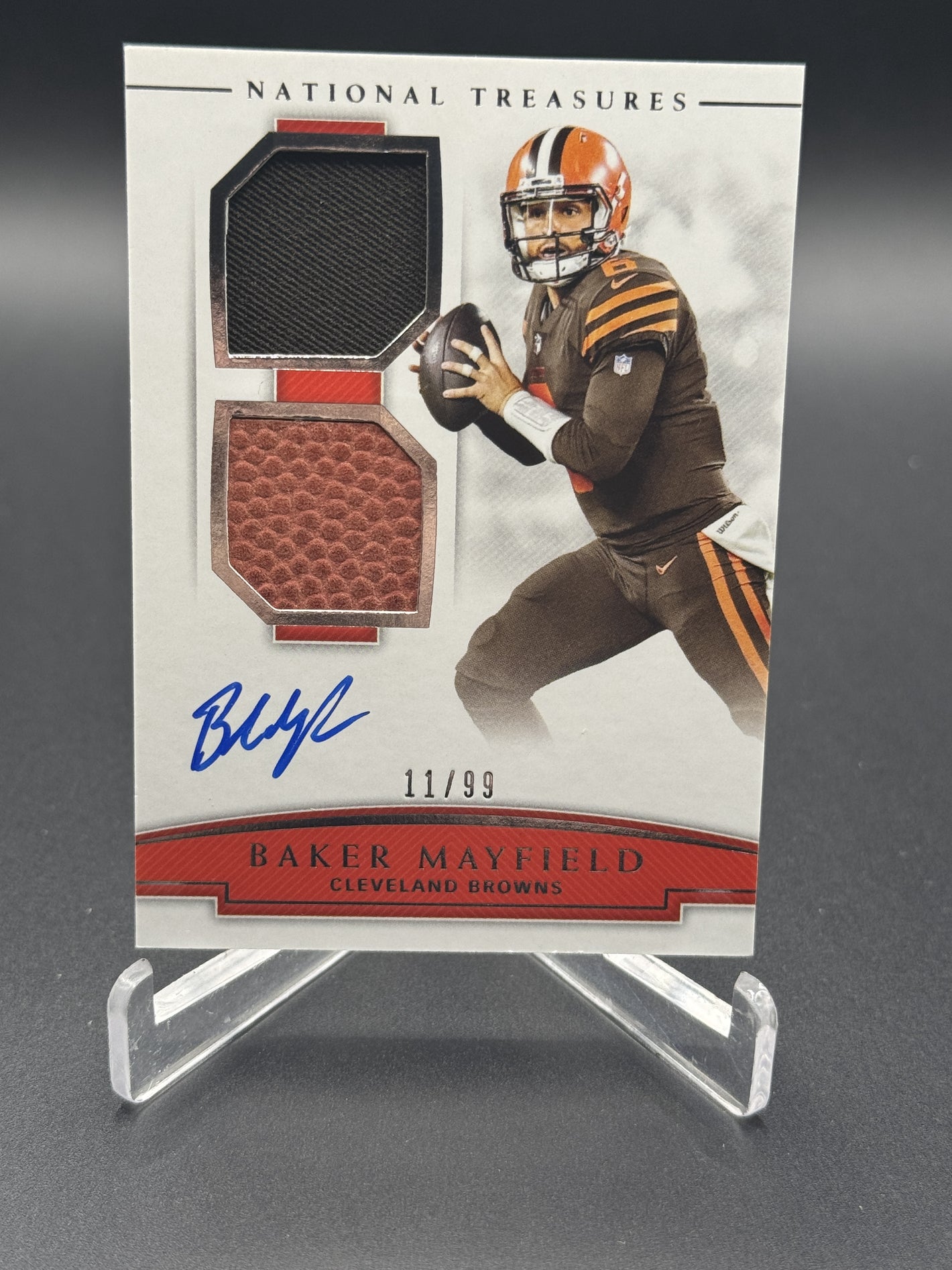 2018 National Treasures #RSC-BM Baker Mayfield Rookie NFL Gear Auto /99 PC