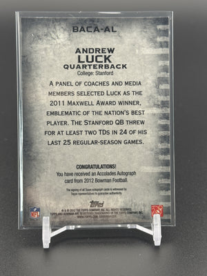 2012 Bowman #BACA-AL Andrew Luck Rookie Accolades Autographs