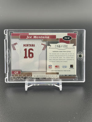 2002 Leaf Certified #FG 32 Joe Montana Fabric of the Game #/100