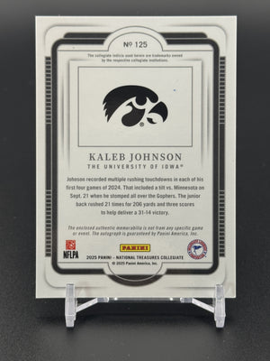 2025 National Treasures Collegiate 125 Kaleb Johnson Silhouettes Auto Silver /39