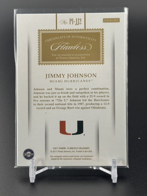2020 Panini Flawless Collegiate #PI-JJ2 Jimmy Johnson 2017 Flawless #/20