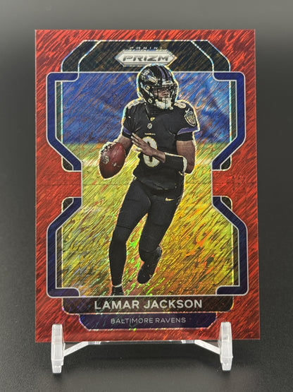 2021 Panini Prizm #282 Lamar Jackson Red Shimmer #/35