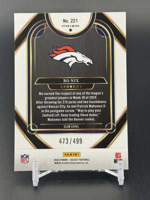 2024 Panini Select #221 Bo Nix Neon Green Prizm Shock #/499
