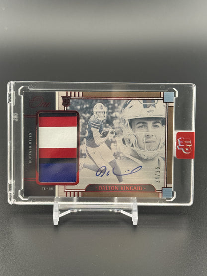 2023 Panini One #4 Dalton Kincaid Rookie Patch Auto Red #/25